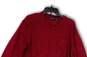 Mens Red Knitted V-Neck Long Sleeve Stretch Pullover Sweater Size Large image number 3