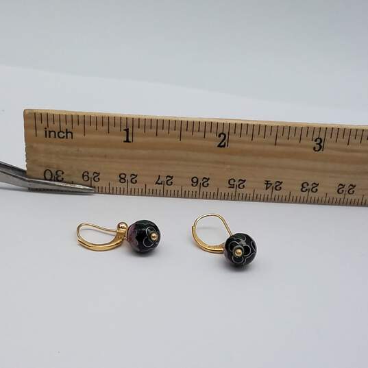 14k Gold Cloisonné Drop Earring 2.9g image number 9