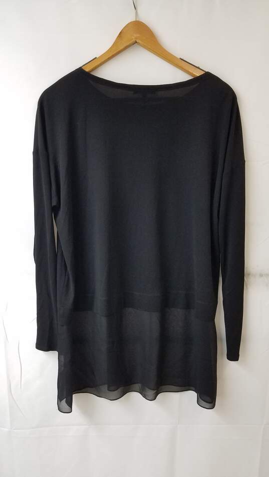 Eileen Fisher Scoop-Neck 3/4-Sleeve Silk Top Size S Black image number 3