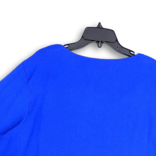 Womens Blue Short Sleeve Round Neck Pullover Blouse Top Size 3X image number 4