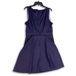 NWT Womens Blue Scalloped Round Neck Sleeveless Back Zip A-Line Dress Sz L alternative image