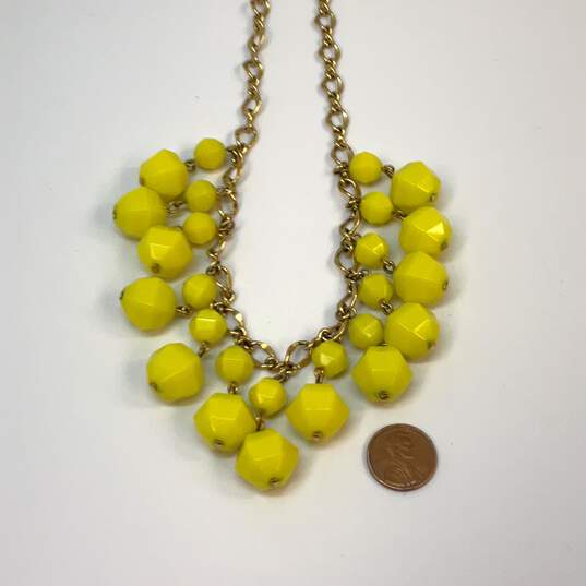 Designer Kate Spade Gold-Tone Chain Yellow Stones Lobster Statement Necklace image number 2