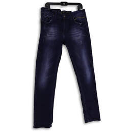 Mens Blue Medium Wash Pockets Distressed Skinny Leg Jeans Size W36 L34