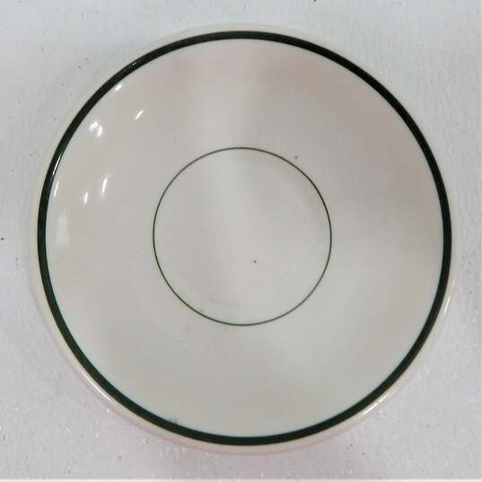 4 Vintage Syracuse China Restaurant Ware Berry Saucer Plates  White Sage Green Stripe image number 6