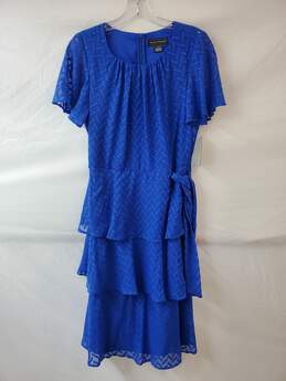 Jessica Howard Blue Tiered Ruffle Dress Size 8