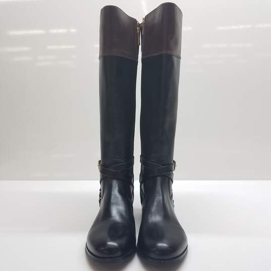 Michael Kors 'Preston' SG19F Black/Brown 17in Knee High Boots Women's Size 8.5 image number 4