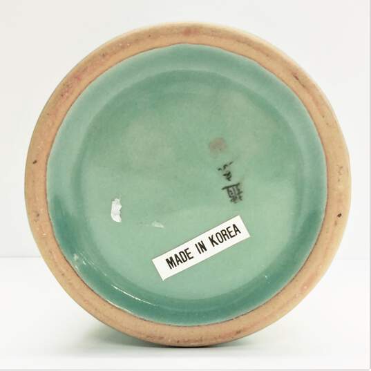 Korean Celadon Pottery  13in H  Crane Pattern Crackle Vase image number 5
