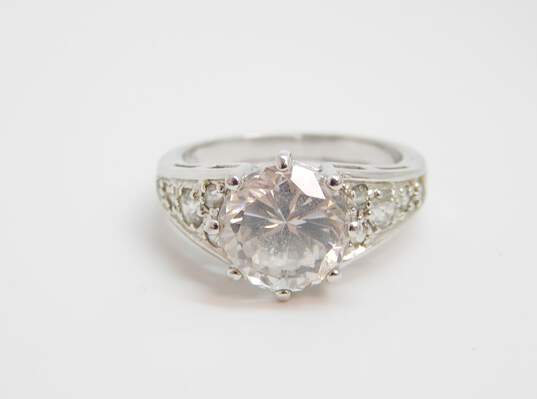 Romantic 925 Rose Quartz Pearl & Pink Crystal Bead Necklace Inspirational Bracelet & CZ Ring 136.2g image number 4