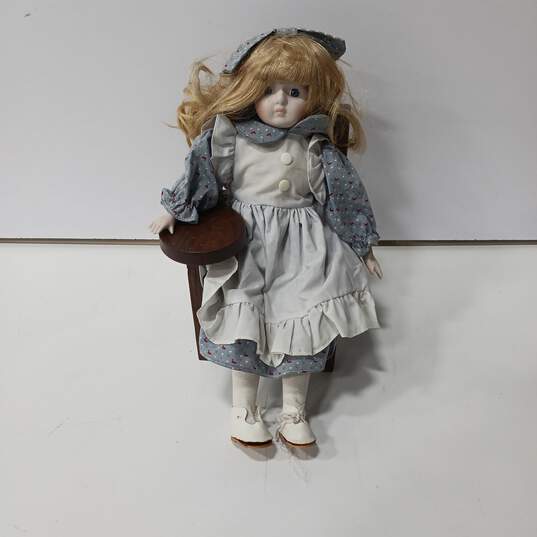Porcelain School Girl Doll at School image number 1