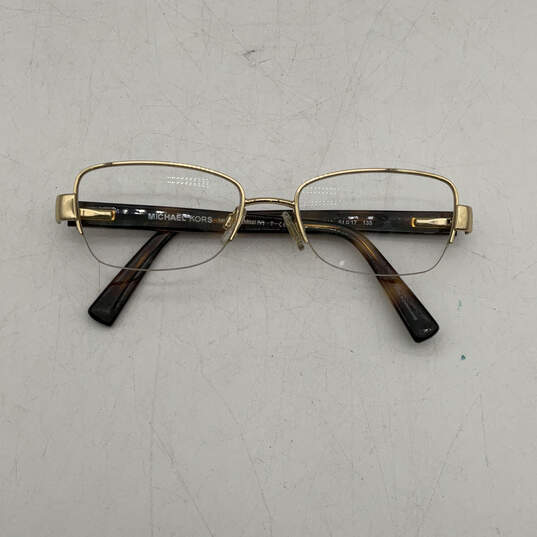 Womens Gold Brown Mitzi IV MK-7008 Half-Rim Rectangular Eyeglasses Frame image number 3