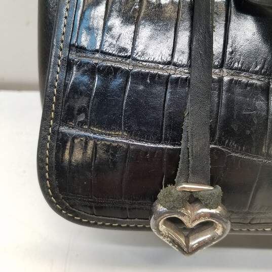 Brighton Black Croc Embossed Leather Small Shoulder Satchel Bag image number 2