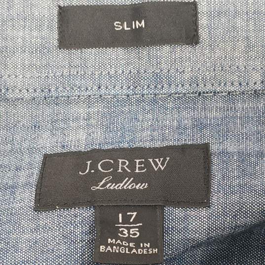 J. Crew Ludlow Slim Indigo Blue Long Sleeve Button Up Shirt Size 17/35 NWT image number 4