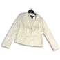 NWT Calvin Klein Jeans Womens White Collared Long Sleeve Button Front Jacket XL image number 1