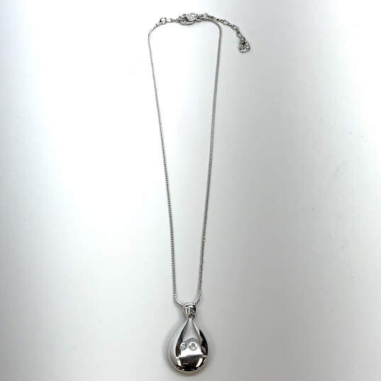 Designer Swarovski Silver-Tone Chain Crystal Cut Stone Pendant Necklace image number 3
