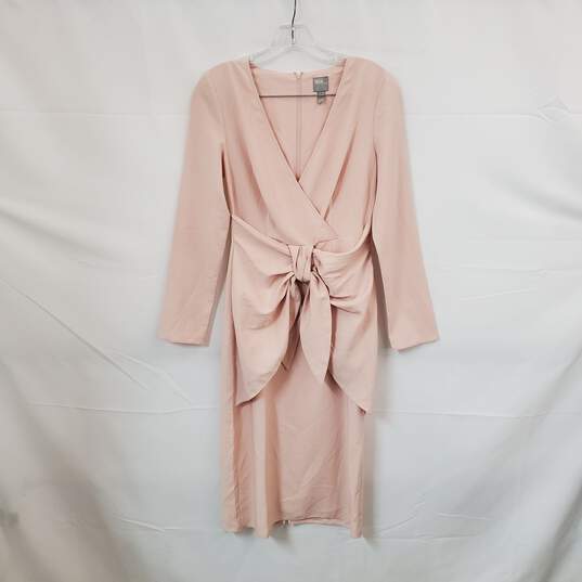 Asos Light Pink Front Tie Long Sleeved Sheath Dress WM Size 4 image number 1