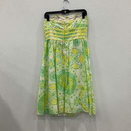 Lilly Pulitzer Womens Green Yellow Floral Strapless Back Zip Fit & Flare Dress 6 alternative image