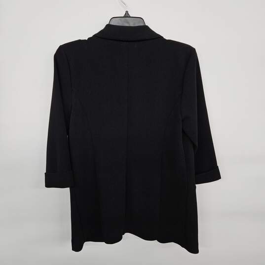 Black 3/4 Cuffed Sleeve Open Front Blazer image number 2