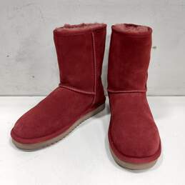 Koolaburra by Ugg Suede Red Shearling Style Ankle Boots Size 6