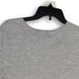 Womens Gray Knitted Short Sleeve Crew Neck Pullover Sweater Size Large image number 4