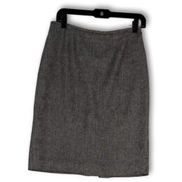 Womens Black White Back Zip Knee Length Straight & Pencil Skirt Size 2