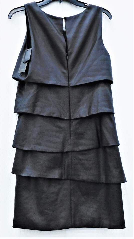 NWT Womens Black Multi Tiered Faux Leather Dress SZ 8 image number 2