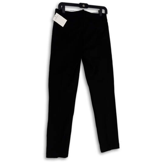 NWT Womens Black Flat Front Slash Pockets Straight Leg Dress Pants Size 6T image number 4