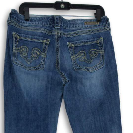 Womens Blue Denim Medium Wash 5-Pocket Design Bootcut Leg Jeans Size 12R image number 4