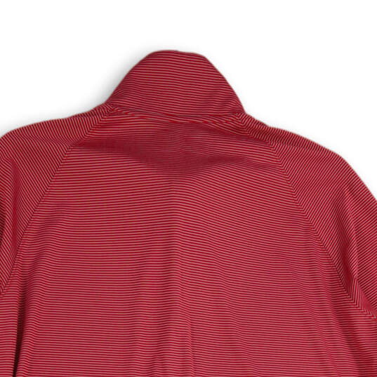 Womens Red Striped Mock Neck Long Sleeve Quarter Zip Activewear Top Size XL image number 1