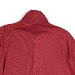 Womens Red Striped Mock Neck Long Sleeve Quarter Zip Activewear Top Size XL