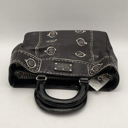 NWT Womens Black Leather Studded Inner Pockets Double Handle Satchel Bag alternative image