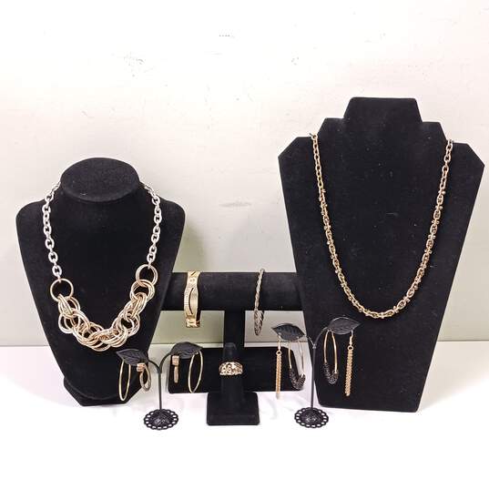Bundle of Assorted Gold & Silver Toned Fashion Costume Jewelry image number 1