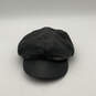 Womens Black Leather Adjustable Newsboy Cap Hat Size Medium image number 1