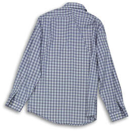 Mens Blue Check Long Sleeve Collared Front Pocket Dress Shirt Size 34/35 alternative image