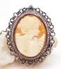 Amedeo Gunmetal Tone Carved Shell Cameo Crystal Pendant Necklace 41.4g image number 3
