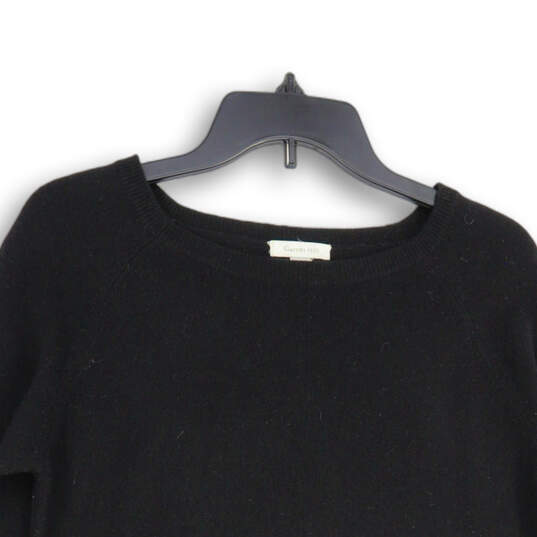 Womens Black Knitted Long Sleeve Round Neck Pullover Sweater Size Medium image number 3