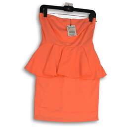 NWT Zara Womens Coral Strapless Pullover Mini Dress Size Medium