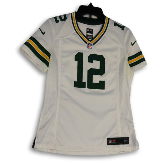 Mens White Green Bay Packers Aaron Rodgers #12 Jersey Size Medium image number 1
