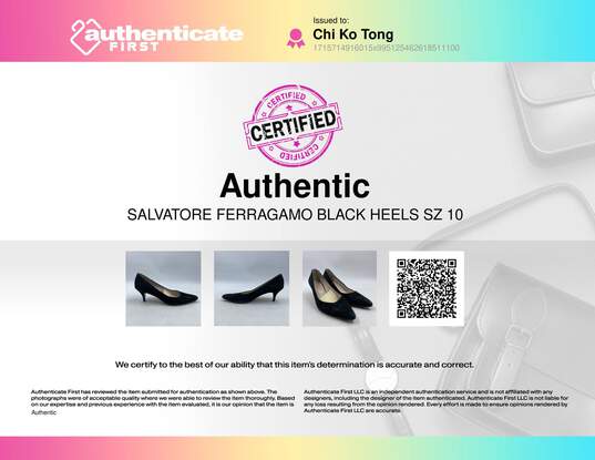 Authentic Salvatore Ferragamo Black Kitten Heel W 6 image number 8