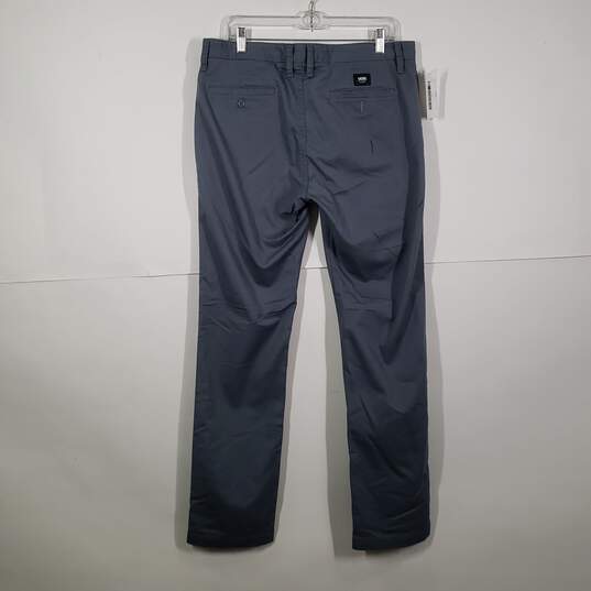 Mens Regular Fit Slash Pockets Straight Leg Flat Front Chino Pants Size 34 image number 2