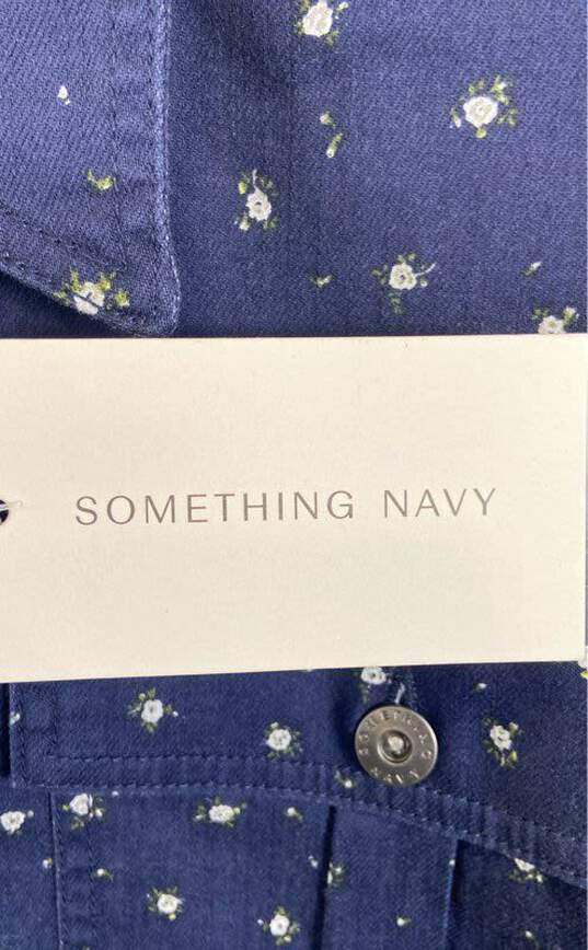 Something Navy Women Blue Ruffled Denim Jacket S image number 6