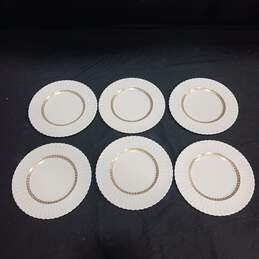 Bundle of 6 Lenox China White Gold Tone Accents Dessert Plates