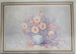 Modern Floral Arrangement Painting in Pastel Colors Framed