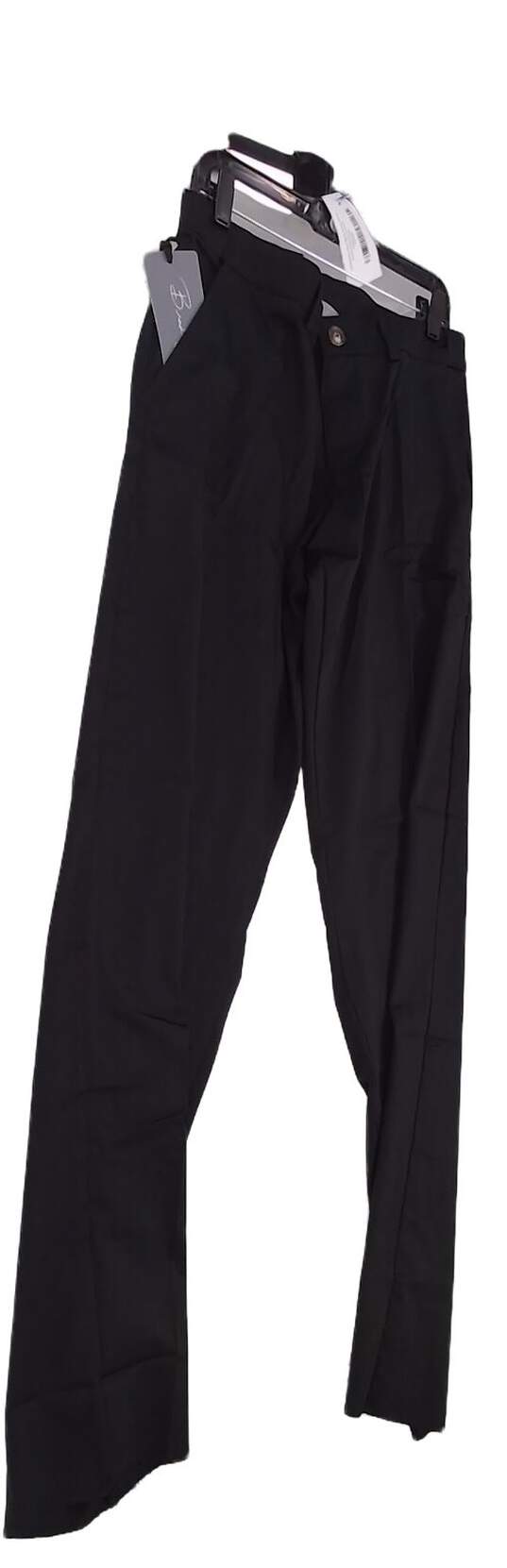 NWT Mens Black Flat Front Slash Pocket Straight Leg Dress Pants image number 2
