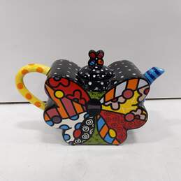 2009 Romero Britto Ceramic Colorful Butterfly Shaped Tea Pot alternative image