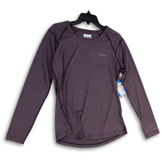 NWT Womens Purple Long Sleeve Round Neck Pullover Activewear T-Shirt Size L image number 1