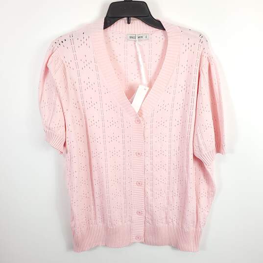 Grace Karin Women Pink Cutwork Sweatshirt 2XL NWT image number 1
