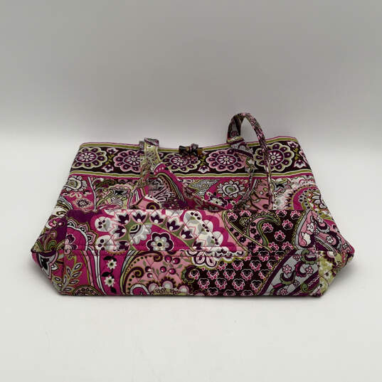 Womens Pink Paisley Print Quilted Inner Pocket Double Handle Tote Bag image number 3