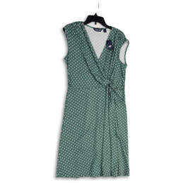NWT Womens Green Floral Sleeveless Surplice Neck Shift Dress Size L (14-16)