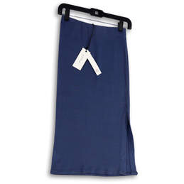 NWT Womens Blue Side Slit Pull-On Long Straight & Pencil Skirt Size XS