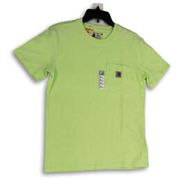 NWT Womens Green Short Sleeve Crew Neck Pocket Pullover T-Shirt Size Small